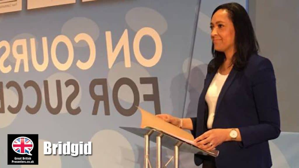 Bridgid hire presenter speaker book at agent Great British Presenters