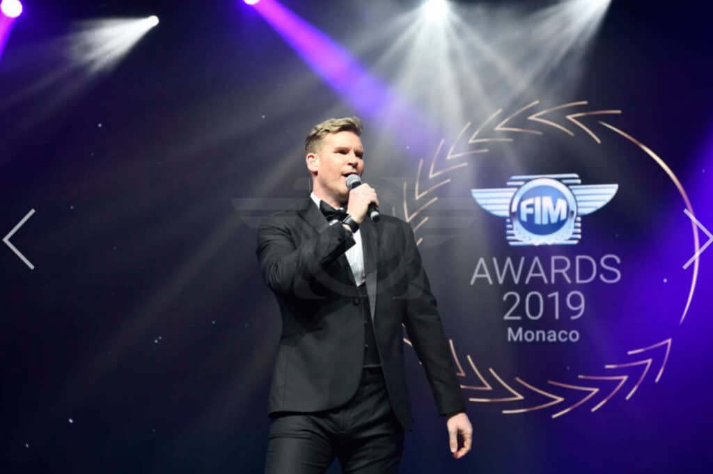 Craig Stevens Book Host Compere Emcee SKY Movies at Great British Speakers Fim Awards Monaco