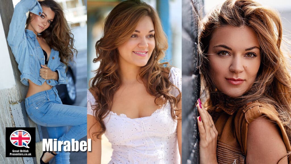 Mirabel Stuart young English female model presenter London French Spanish Voice Over Actor at Great British Presenters