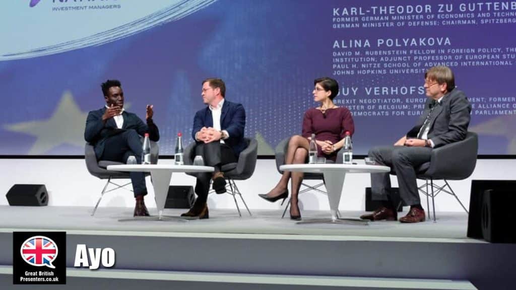 Ayo Akinwolere hire TV Presenter speaker book at agent Great British Presenters