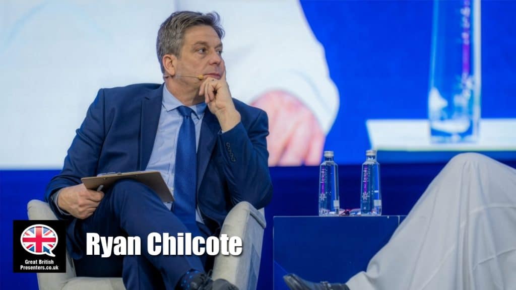 Ryan Chilcote Russian speaker moderator TV AI tech energy WEF Davos politics moderator host MC facilitator book at agent Great British Presenters