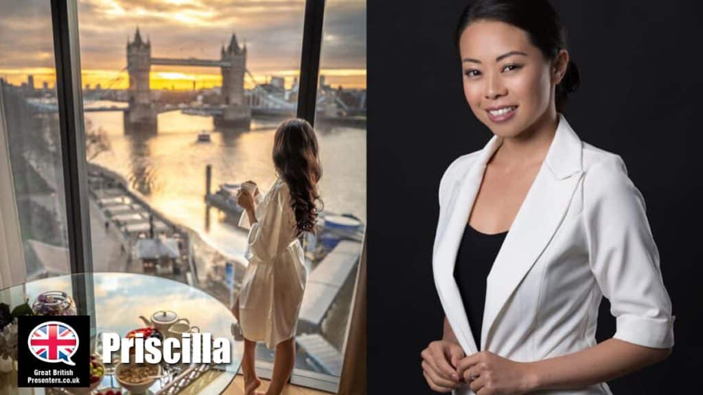 Priscilla hire model speaker book at agent Great British Presenters