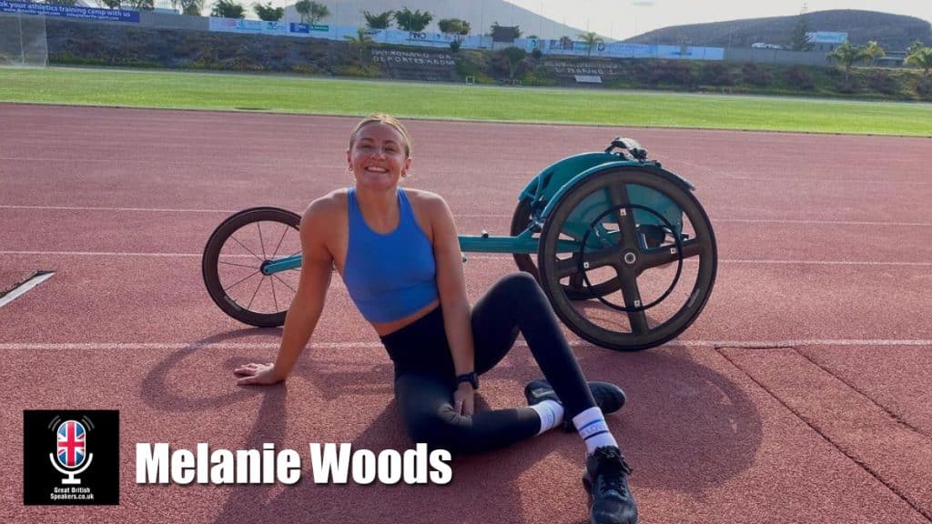Melanie Woods hire Paralympic wheelchair speaker book at agent Great British Speakers