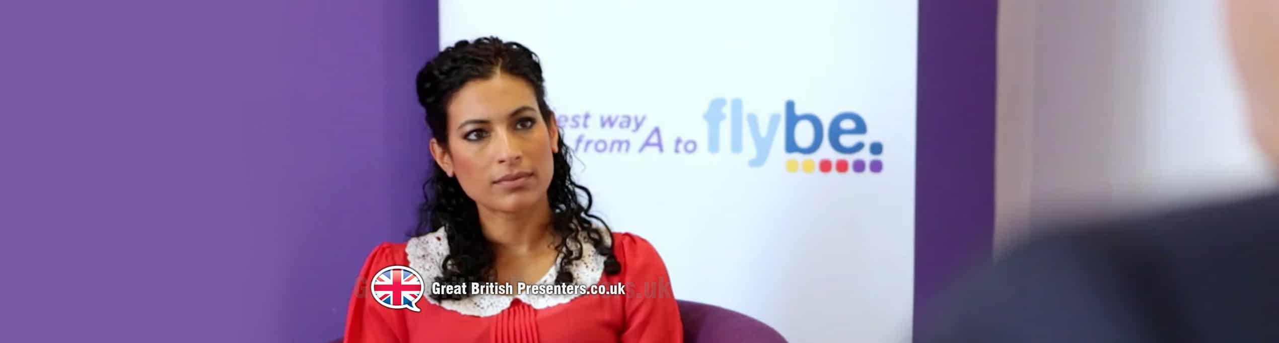 Hire Buisness broadcast journalist presenter host Nadira at Great British Presenters