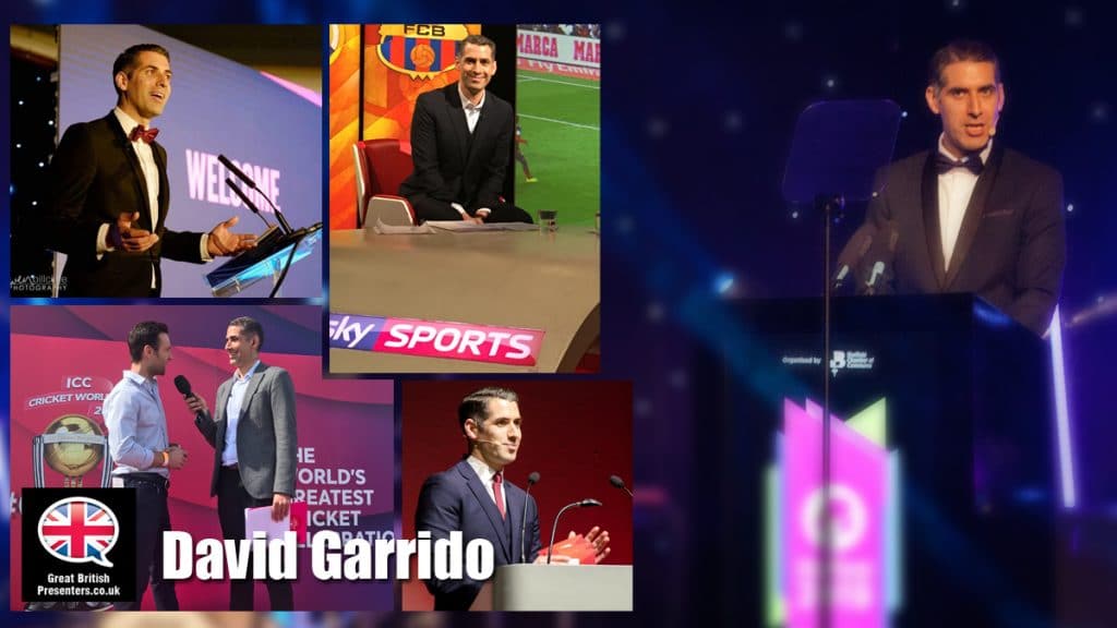 David Garrido English Spanish sports TV presenter live awards host at Great British Presenters
