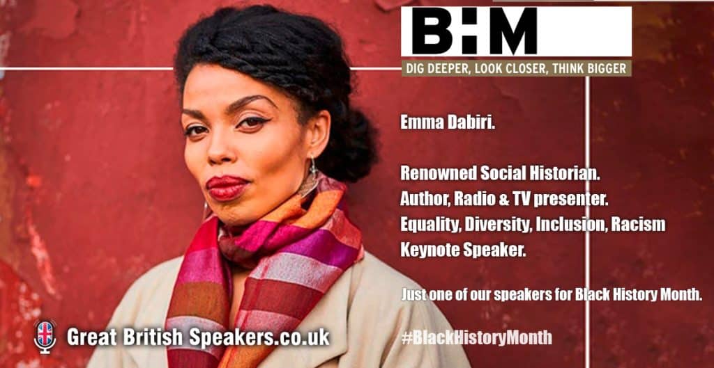 Emma Dabiri Social Historian Author radio tv presenter Racism inclusion diversity speaker at Great British Speakers LI
