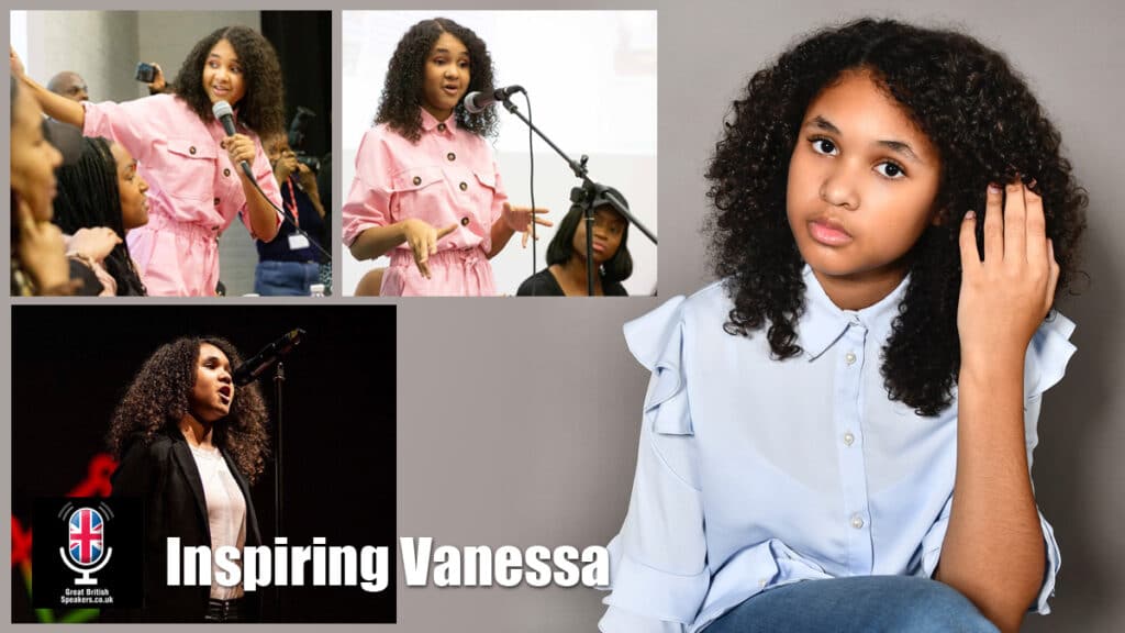 Inspiring Vanessa motivational young speaker TV presenter at Great British Speakers