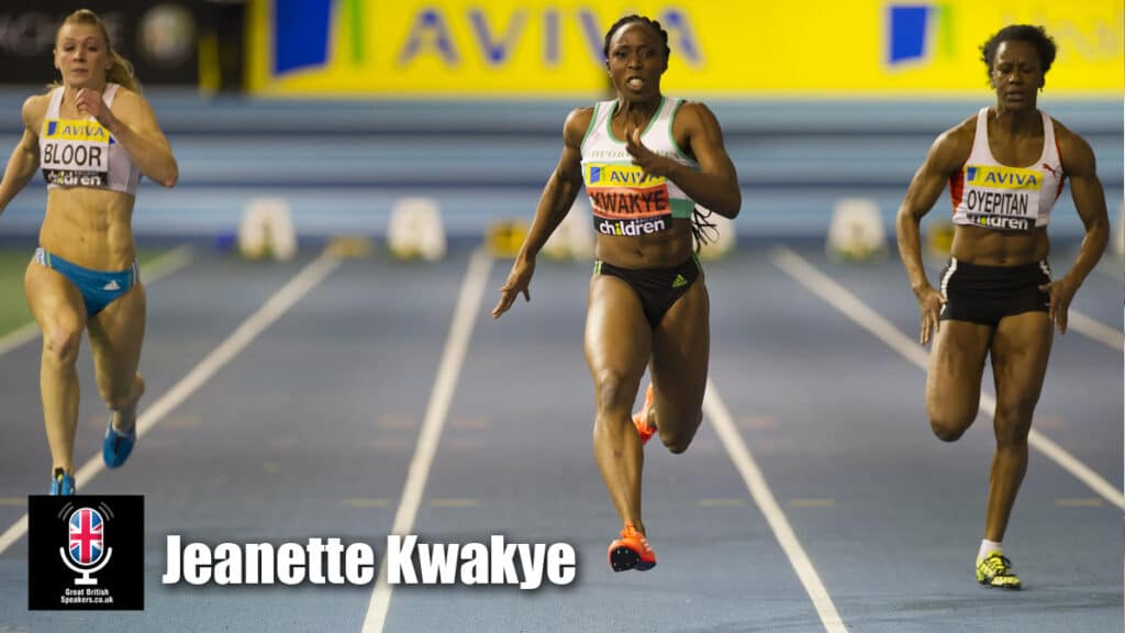 Jeanette Kwakye - Hire olympian 100m 200m athlete female host TV presenter book at Great British Speakers