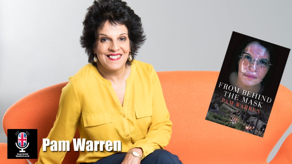 Pam Warren Paddington Rail Crash lady in the mask resilience inspirational motivational speaker book at Great British Speakers