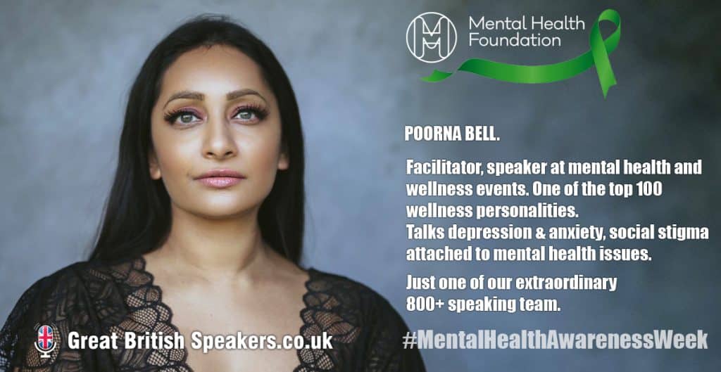 Poorna Bell Facilitator wellness anxiety imposter syndrome Mental Health Awareness Week speaker at Great British Speakers Linkedin