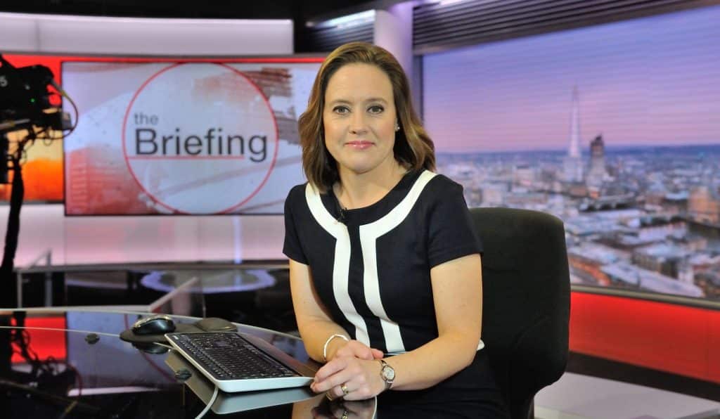 Sally Bundock TV presenter The Briefing  BBC1 News Channel business Moderator at Great British Speakers