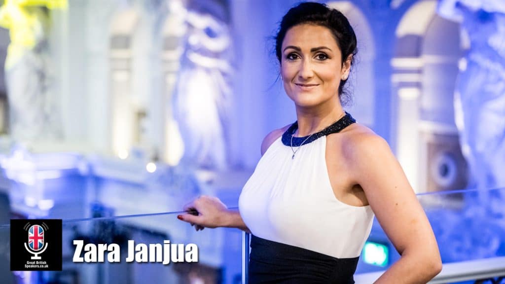 Zara Janjua hire female Scottish TV Broadcaster Presenter Host Comedian at Great British Speakers