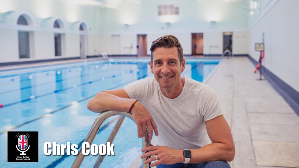 Chris Cook Olympic swimmer motivational Business Performance Coach keynote speaker at agent Great British Speakers