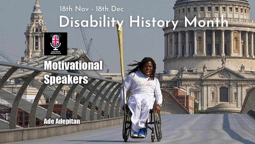 Top disability speakers Ade Adepitan book for Disability History Month at Great British Speakers