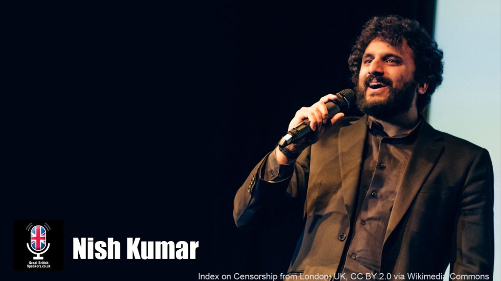 Nish Kumar Hire Comedian TV Event Host Stand Up at Great British Speakers