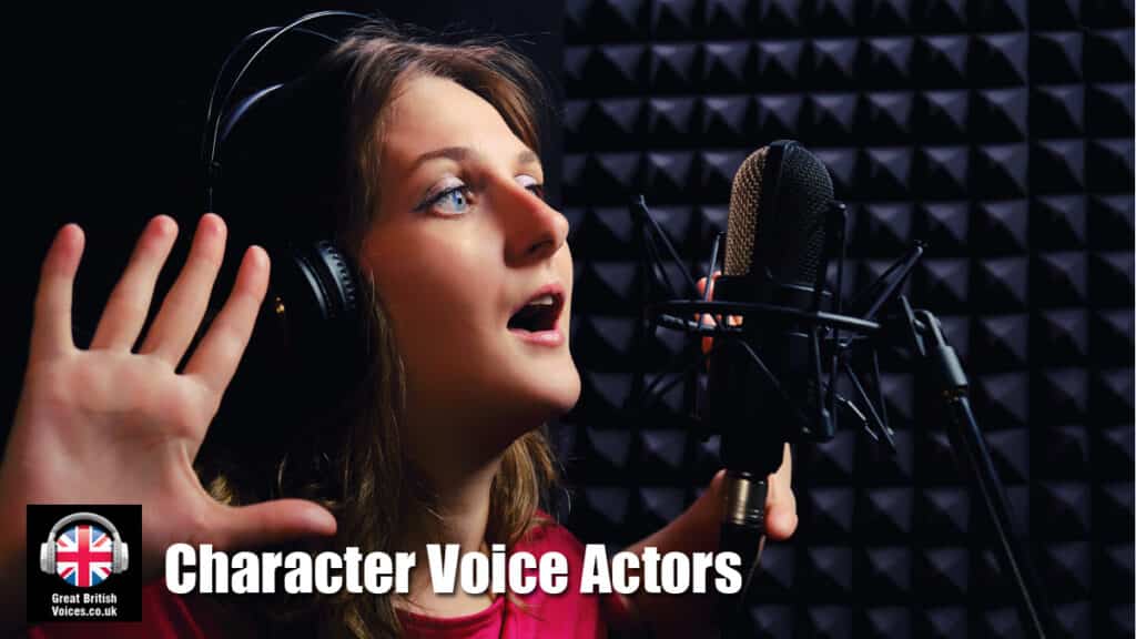 Book a character voice  actors with studio voiceover at agent Great British Voices