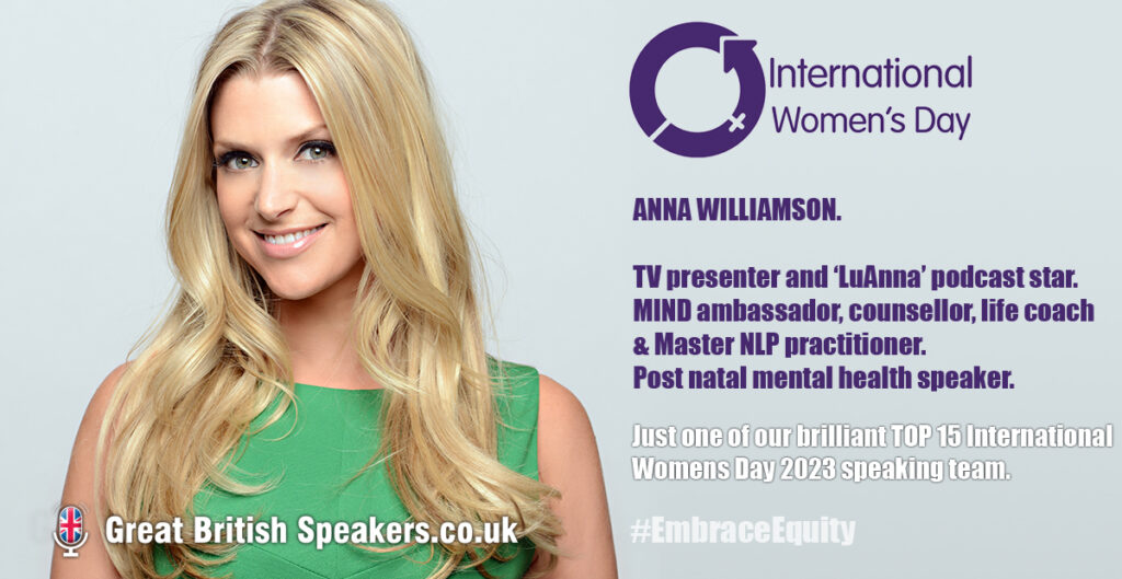 Anna-Williamson-LuAnna-Podcaster-MIND-mental-health-campaigner-speaker-International-Women's-Day-speaker-Great-British-Speakers