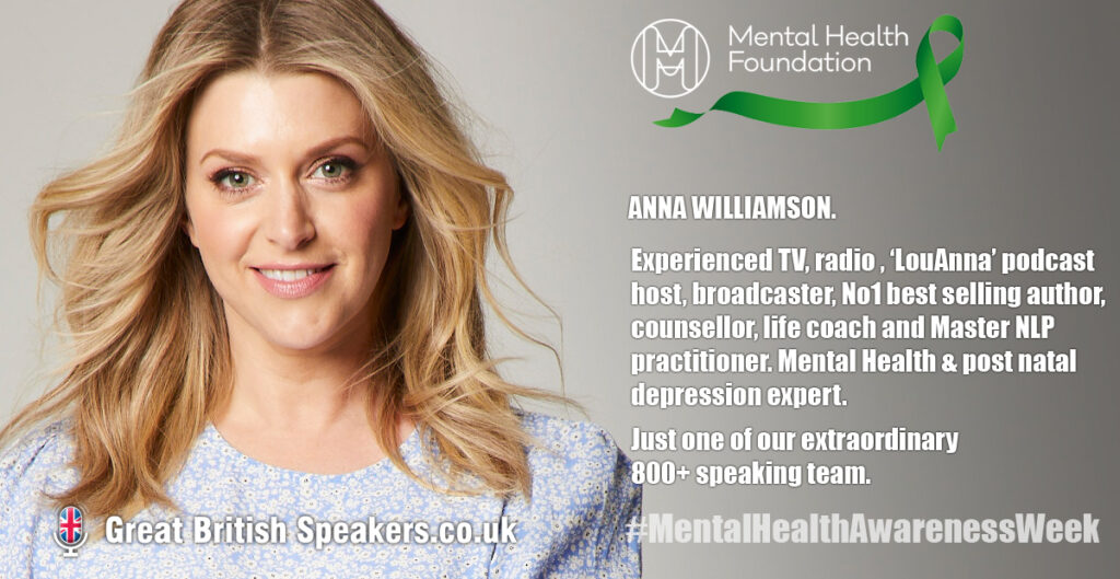 Anna Williamson Luanna podcast post natal Life Coach Depression Mental Health Awareness Week speaker at Great British Speakers Linkedin