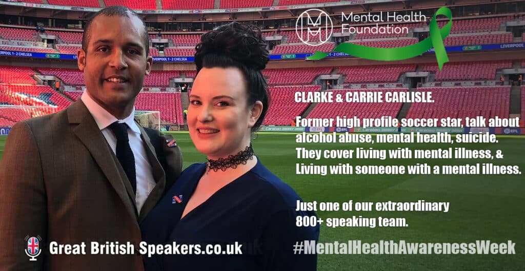 Clarke Carlisle alcohol abuse addiction suicide Mental Health Awareness Week speaker at Great British Speakers Linkedin