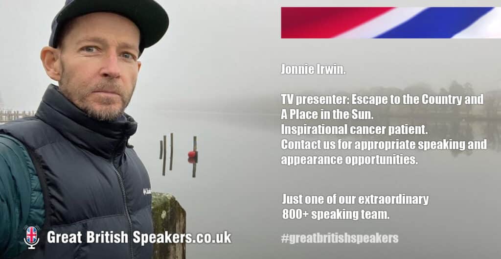 Jonnie Irwin cancer awareness campaigner property TV presenter at Great British Speakers