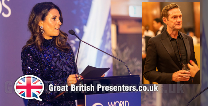 Jemma announces the award winners and (Inset shot right) Great British Speakers Chris Sanderson keynote marketing speaker