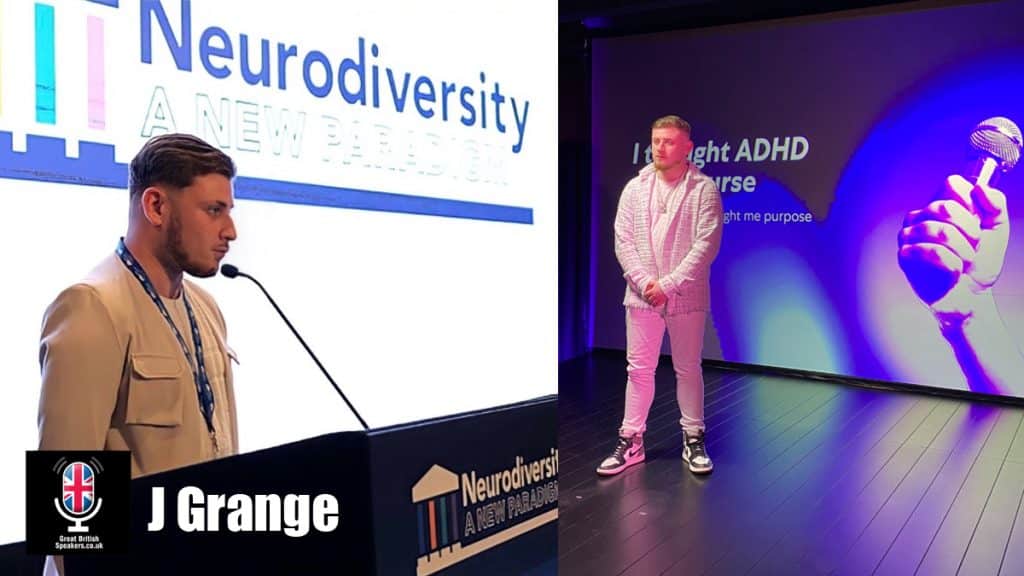 J Grange book musician ADHD Neurodiversity Advocate Diversity & Inclusion International Public speaker at agent Great British Speakers