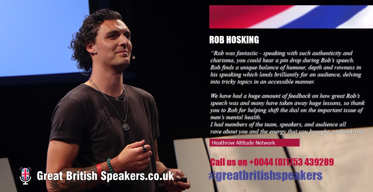 Rob Hosking hire Mens mental health wellness suicide speaker book at agent Great British Speakers
