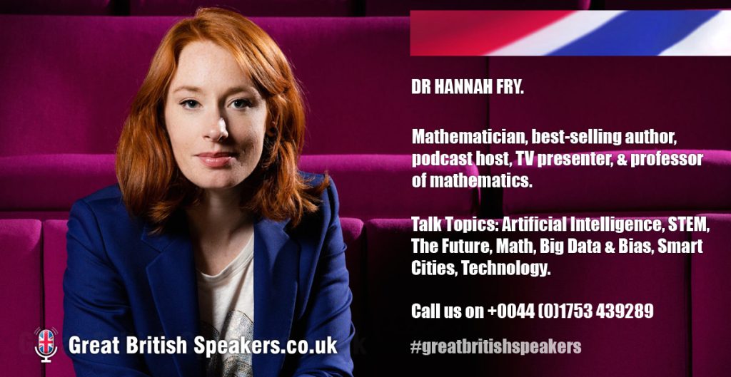 Dr Hannah Fry STEM Big Data Artificial Intelligence speaker keynote at Great British Speakers