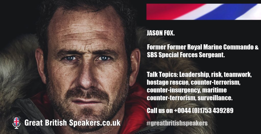 Jason Fox Former SBS marine commando Motivational speaker leadership risk teamwork at Great British Speakers