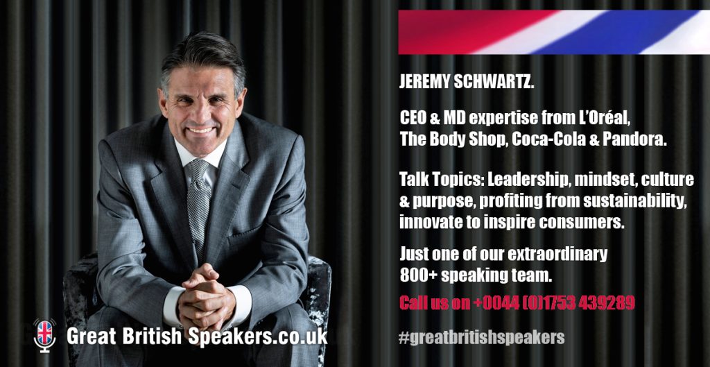 Jeremy Scwartz book Global FTSE 100 business keynote speaker sustainability E commerce high performance teams at agent Great British Speakers