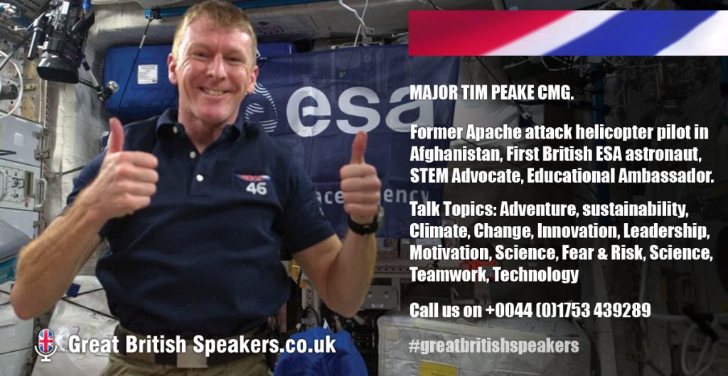 Maj Tim Peake ESA Astronaut leadership STEm teamwork motivational speaker at Great British Speakers