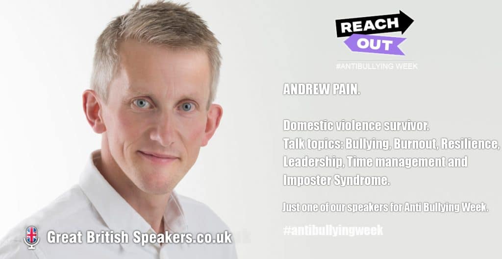 Andrew Pain Anti Bullying burnout imposter syndrome speaker book at agent Great British Speakers