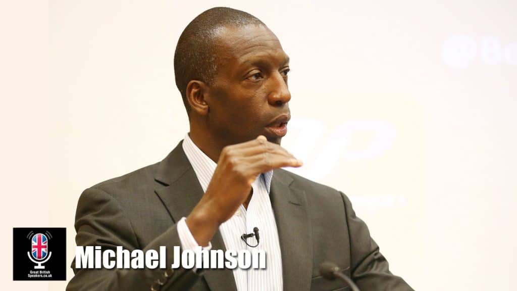 Michael Johnson international sports Olympian keynote motivational speaker at Great British Speakers