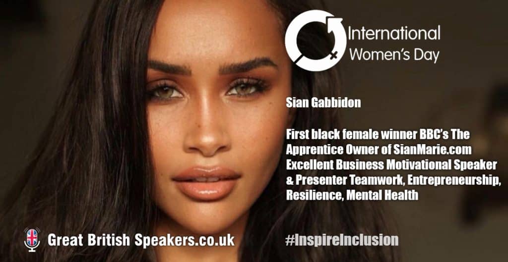 Sian Gabbidon IWD entrepreneur International Women’s Day Speaker at Great British Speakers