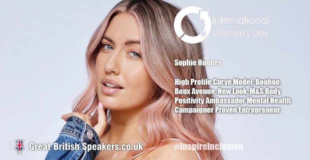 Top 15 International Women’s Day Speakers for #InspireInclusion talks 2024 ! 2 Sophie Hughes body positivity curve model IWD International Womens Day Speaker at Great British Speakers